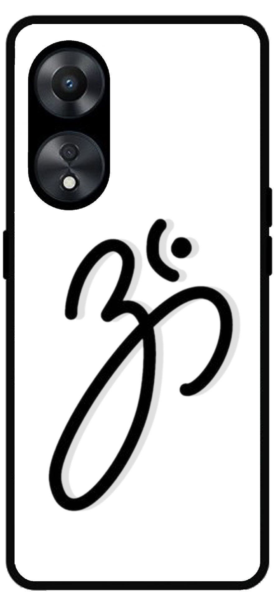 Om White Unbreakable Metal Back Case Mobile Cover with 4 Side Protection and Soft TPU Sides for Oppo a78 5g