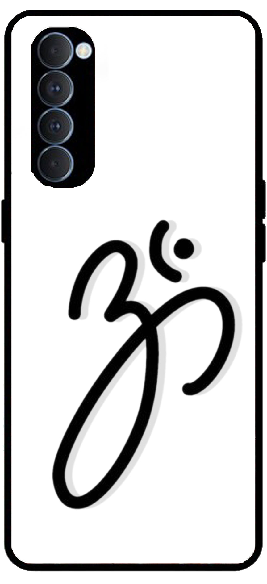 Om White Unbreakable Metal Back Case Mobile Cover with 4 Side Protection and Soft TPU Sides for RENO4 PRO