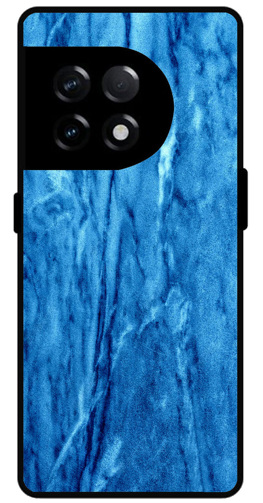 Blue Marble Pattern Unbreakable Metal Back Case Mobile Cover with 4 Side Protection and Soft TPU Sides for OnePlus 11R