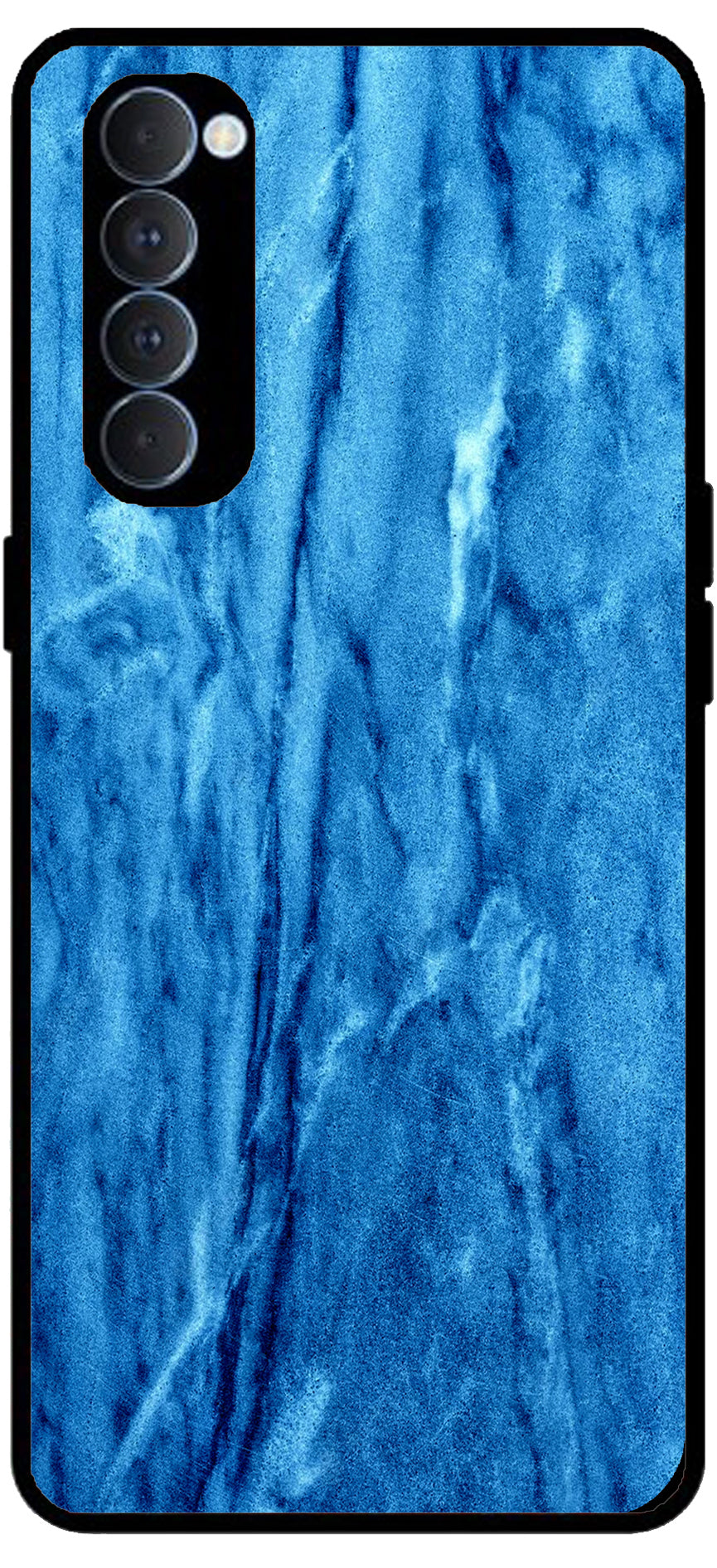 Blue Marble Pattern Unbreakable Metal Back Case Mobile Cover with 4 Side Protection and Soft TPU Sides for RENO4 PRO