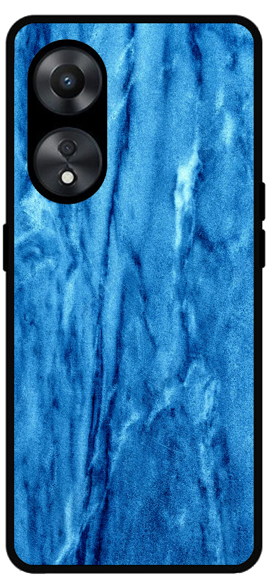 Blue Marble Pattern Unbreakable Metal Back Case Mobile Cover with 4 Side Protection and Soft TPU Sides for Oppo a78 5g