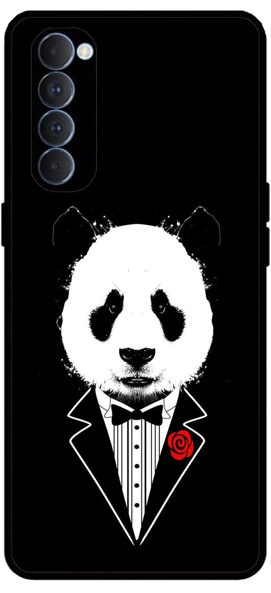 Cool Panda in DressUnbreakable Metal Back Case Mobile Cover with 4 Side Protection and Soft TPU Sides for Oppo Reno pro