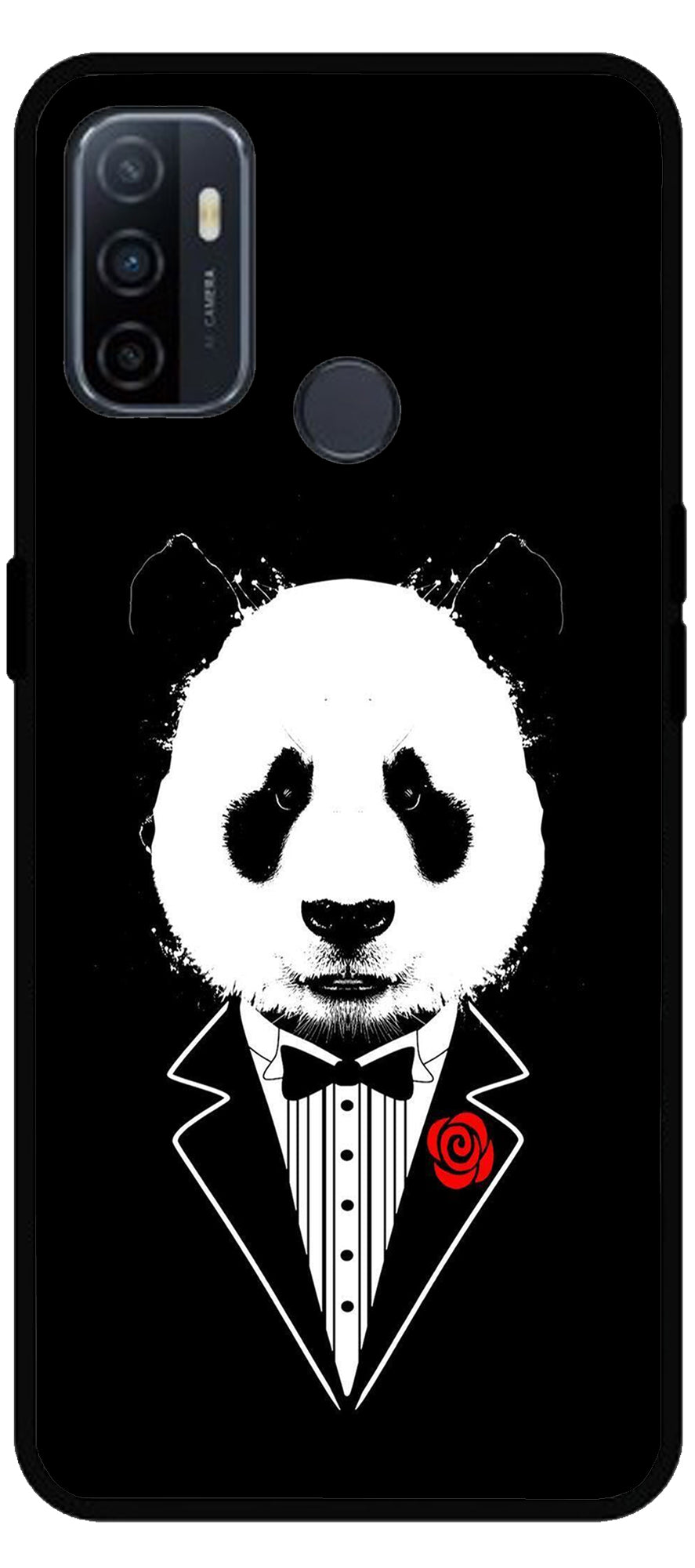 Cool Panda in DressUnbreakable Metal Back Case Mobile Cover with 4 Side Protection and Soft TPU Sides for Oppo A53