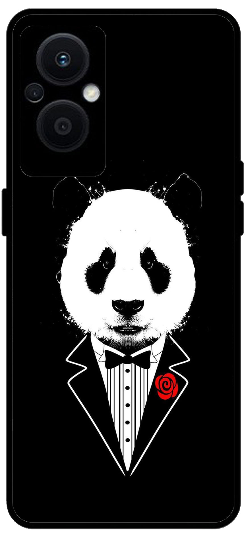 Cool Panda in DressUnbreakable Metal Back Case Mobile Cover with 4 Side Protection and Soft TPU Sides for OPPO F21 PRO 5G