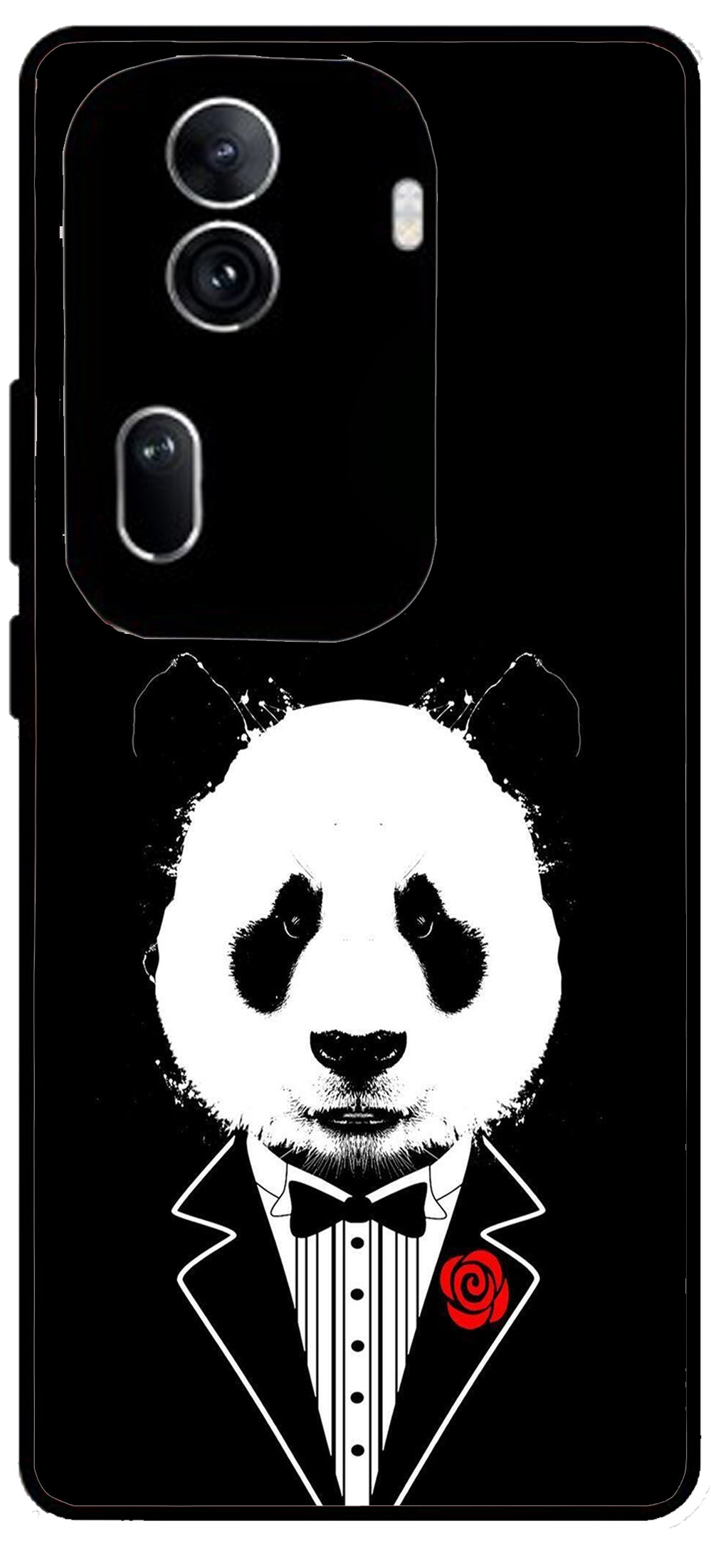 Cool Panda in DressUnbreakable Metal Back Case Mobile Cover with 4 Side Protection and Soft TPU Sides for Oppo Reno 11 pro