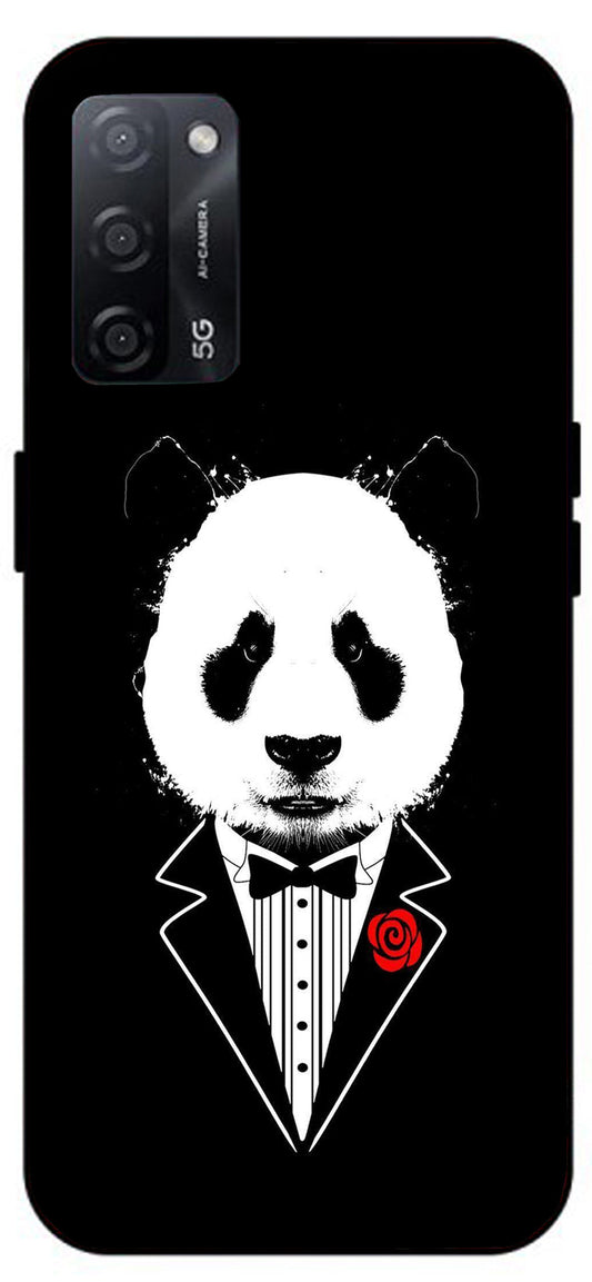 Cool Panda in DressUnbreakable Metal Back Case Mobile Cover with 4 Side Protection and Soft TPU Sides for Oppo A53s 5G