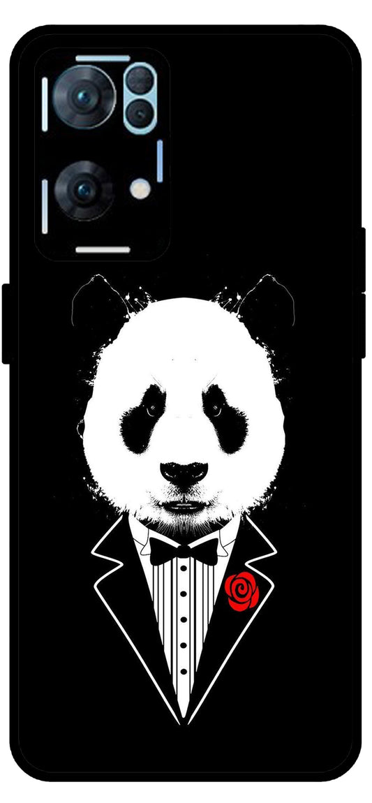 Cool Panda in DressUnbreakable Metal Back Case Mobile Cover with 4 Side Protection and Soft TPU Sides for Oppo Reno 7 Pro 5G