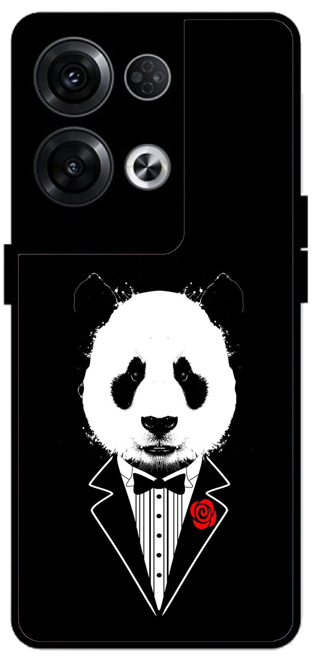 Cool Panda in DressUnbreakable Metal Back Case Mobile Cover with 4 Side Protection and Soft TPU Sides for Oppo Reno 8 Pro 5G 2D