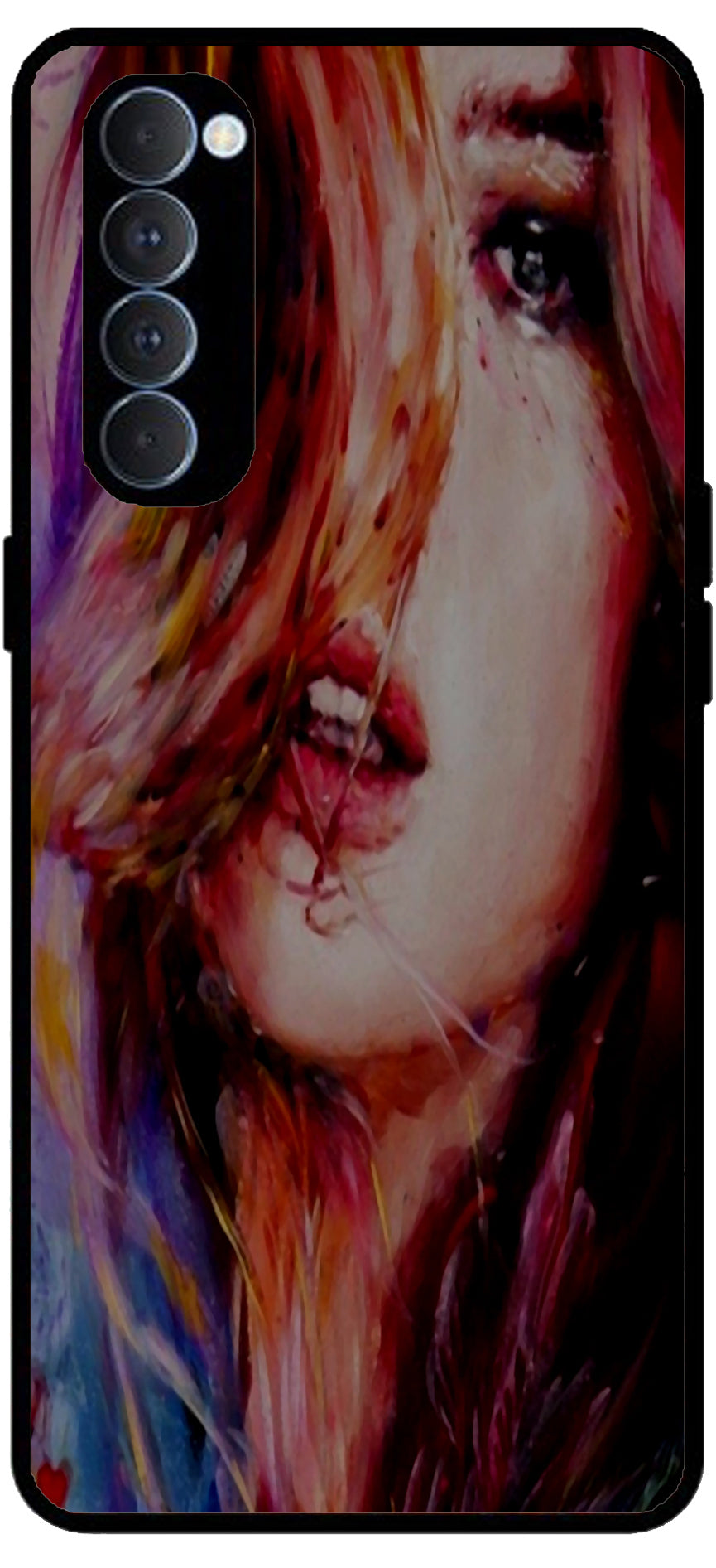 Gorgeous Girl Unbreakable Metal Back Case Mobile Cover with 4 Side Protection and Soft TPU Sides for RENO4 PRO