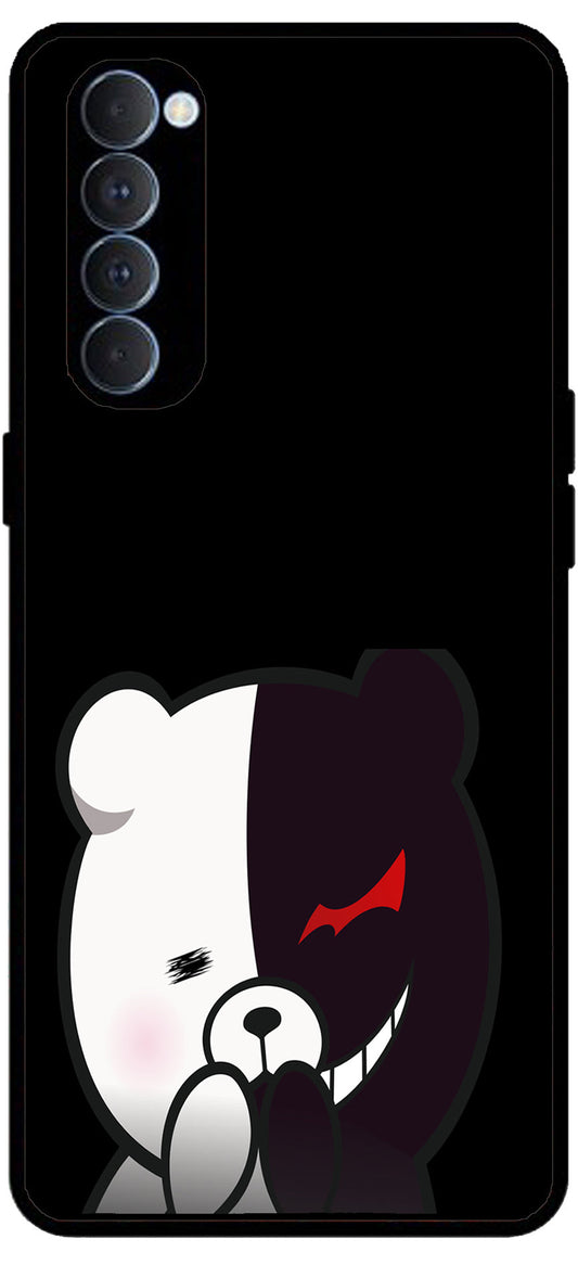 Cute Panda Unbreakable Metal Back Case Mobile Cover with 4 Side Protection and Soft TPU Sides for RENO4 PRO