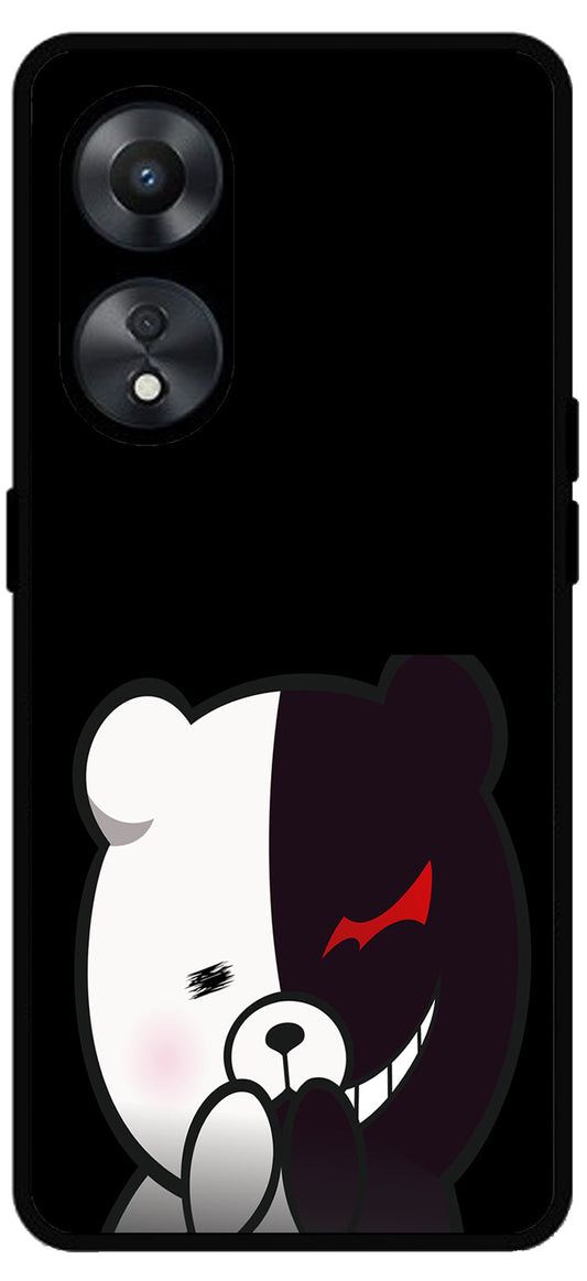 Cute Panda Unbreakable Metal Back Case Mobile Cover with 4 Side Protection and Soft TPU Sides for Oppo a78 5g