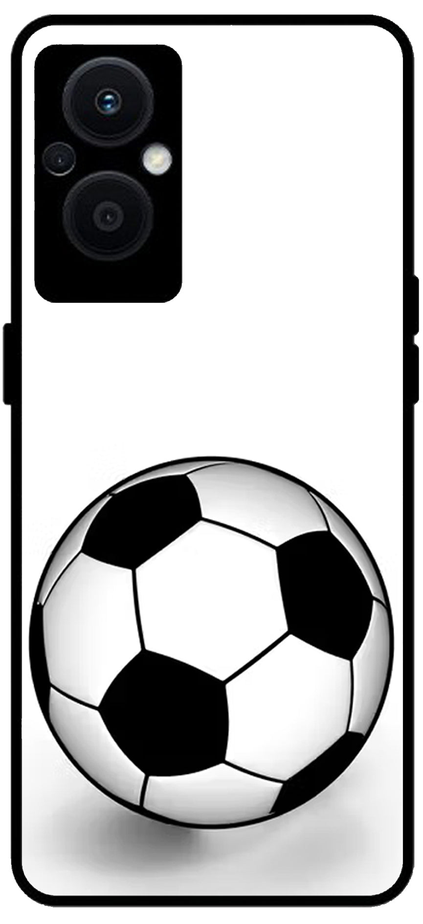 White Football Unbreakable Metal Back Case Mobile Cover with 4 Side Protection and Soft TPU Sides for OPPO F21 PRO 5G