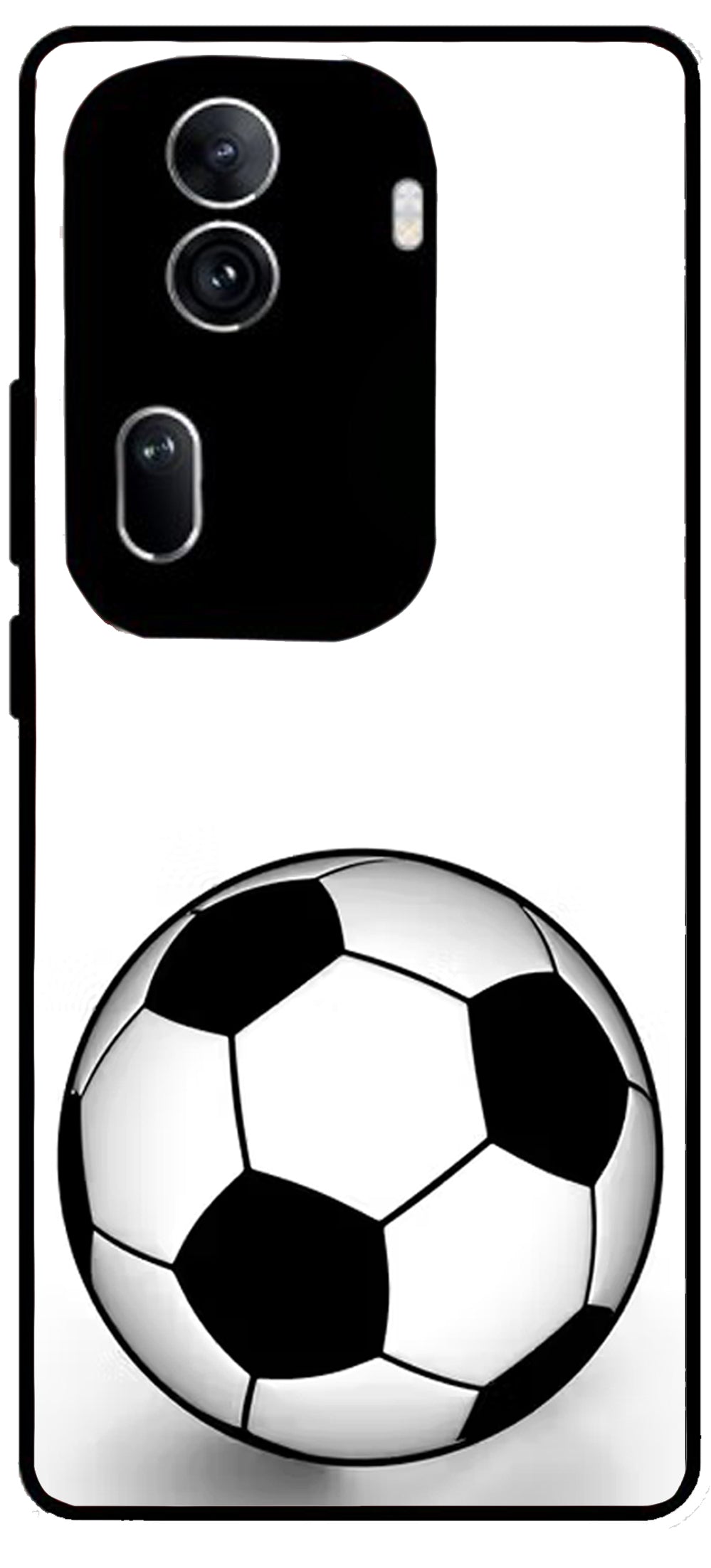 White Football Unbreakable Metal Back Case Mobile Cover with 4 Side Protection and Soft TPU Sides for Oppo Reno 11 pro