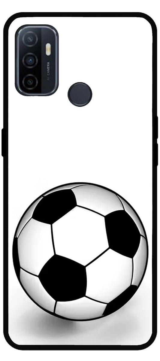 White Football Unbreakable Metal Back Case Mobile Cover with 4 Side Protection and Soft TPU Sides for Oppo A53