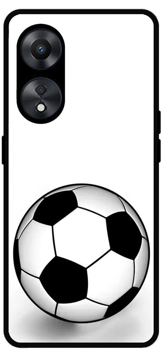 White Football Unbreakable Metal Back Case Mobile Cover with 4 Side Protection and Soft TPU Sides for Oppo a78 5g