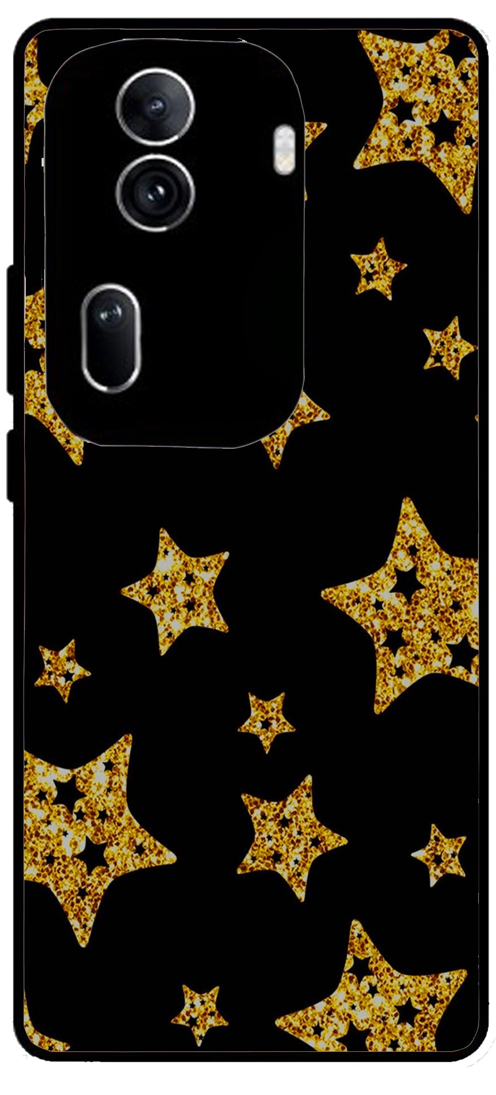 Golden Stars Unbreakable Metal Back Case Mobile Cover with 4 Side Protection and Soft TPU Sides for Oppo Reno 11 pro