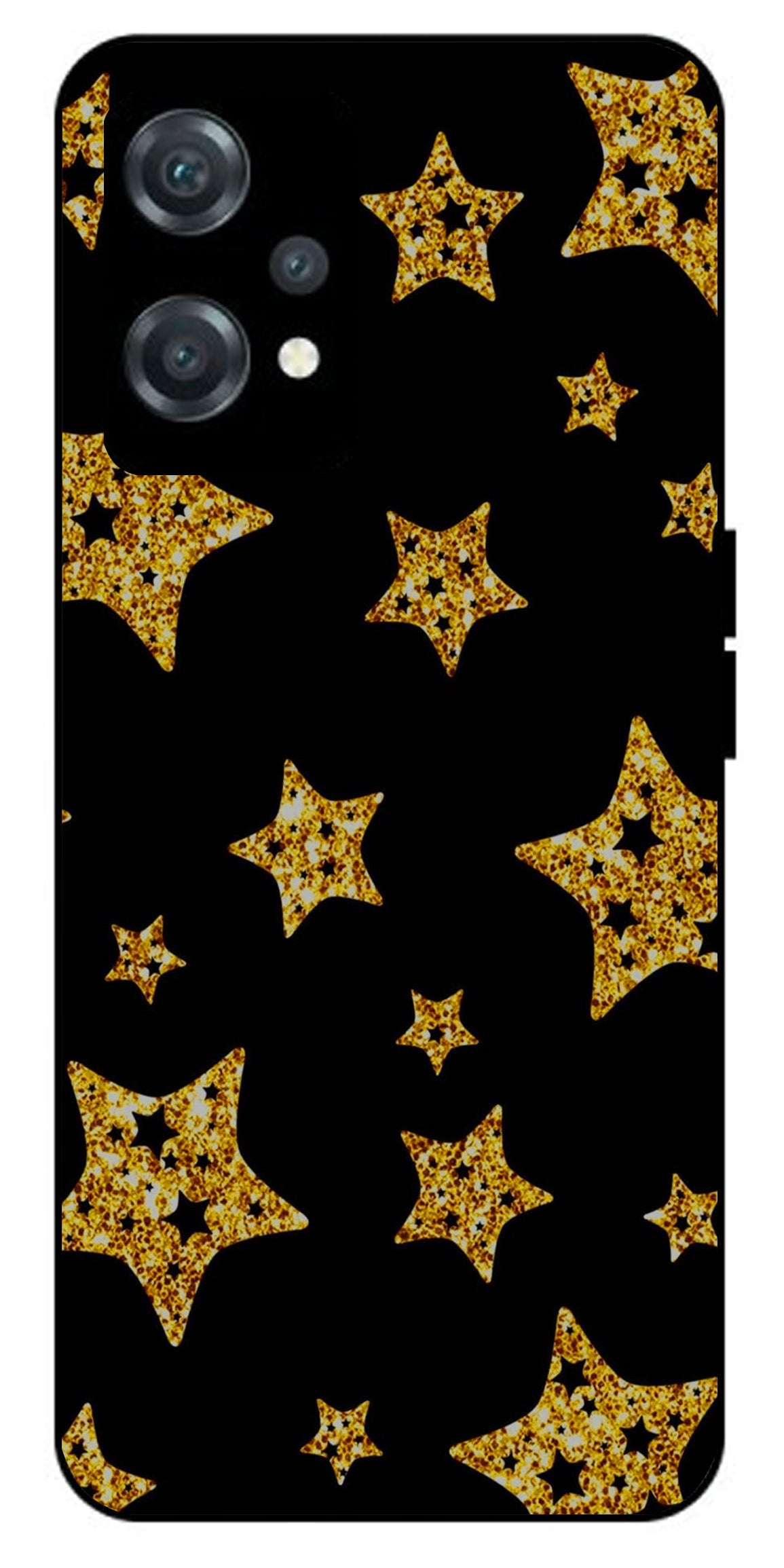 Golden Stars Unbreakable Metal Back Case Mobile Cover with 4 Side Protection and Soft TPU Sides for oneplus nord ce 2 lite 5g