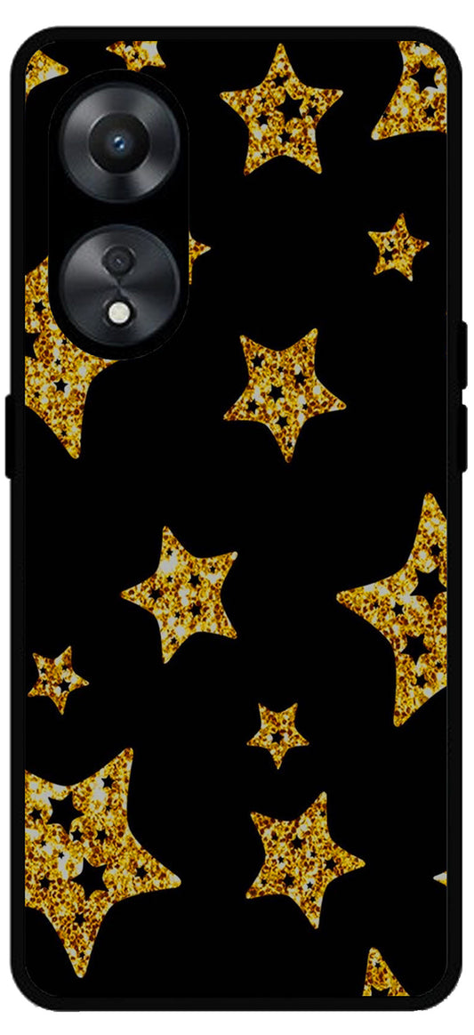 Golden Stars Unbreakable Metal Back Case Mobile Cover with 4 Side Protection and Soft TPU Sides for Oppo a78 5g