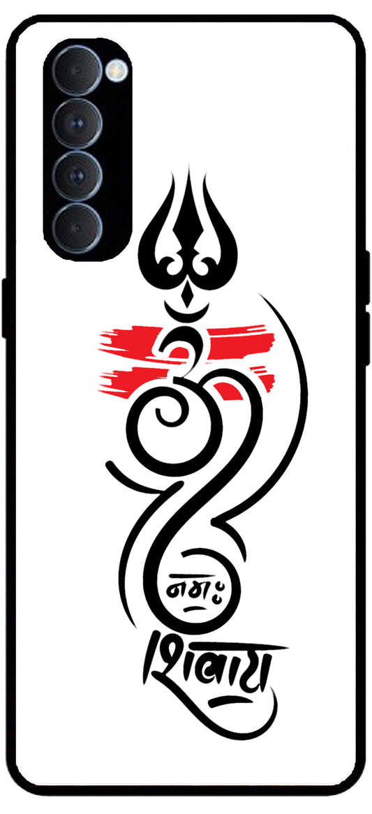 Om Namah Shivaay Unbreakable Metal Back Case Mobile Cover with 4 Side Protection and Soft TPU Sides for RENO4 PRO