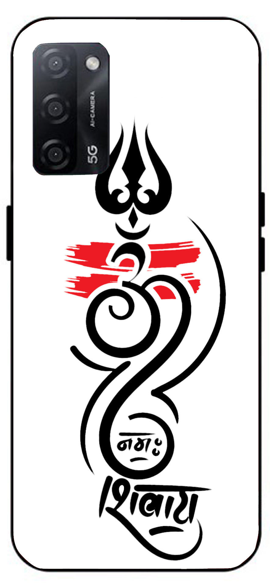 Om Namah Shivaay Unbreakable Metal Back Case Mobile Cover with 4 Side Protection and Soft TPU Sides for Oppo A53s 5G