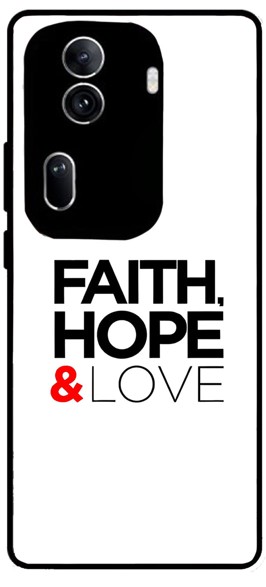 Faith Love and Hope Unbreakable Metal Back Case Mobile Cover with 4 Side Protection and Soft TPU Sides for Oppo Reno 11 pro