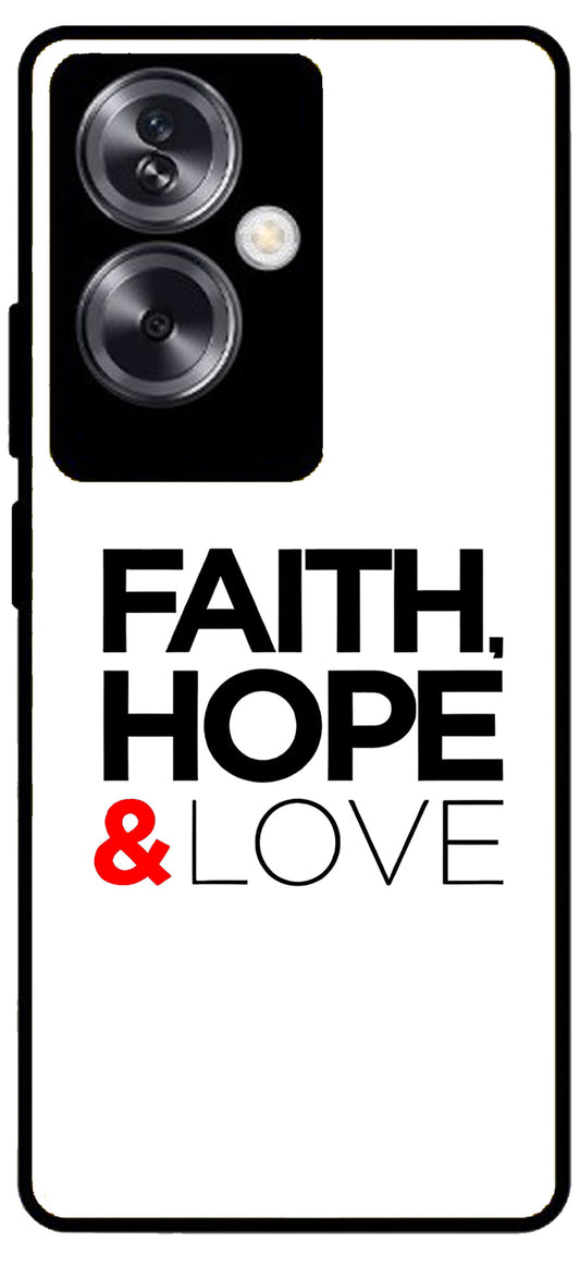 Faith Love and Hope Unbreakable Metal Back Case Mobile Cover with 4 Side Protection and Soft TPU Sides for Oppo A79 NEW