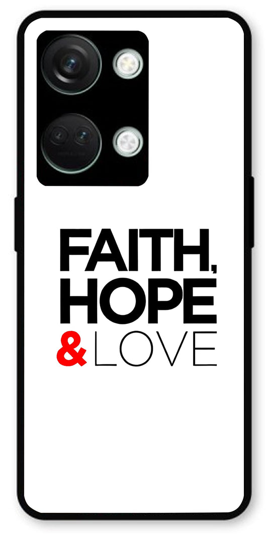 Faith Love and Hope Unbreakable Metal Back Case Mobile Cover with 4 Side Protection and Soft TPU Sides for OnePlus Nord 3