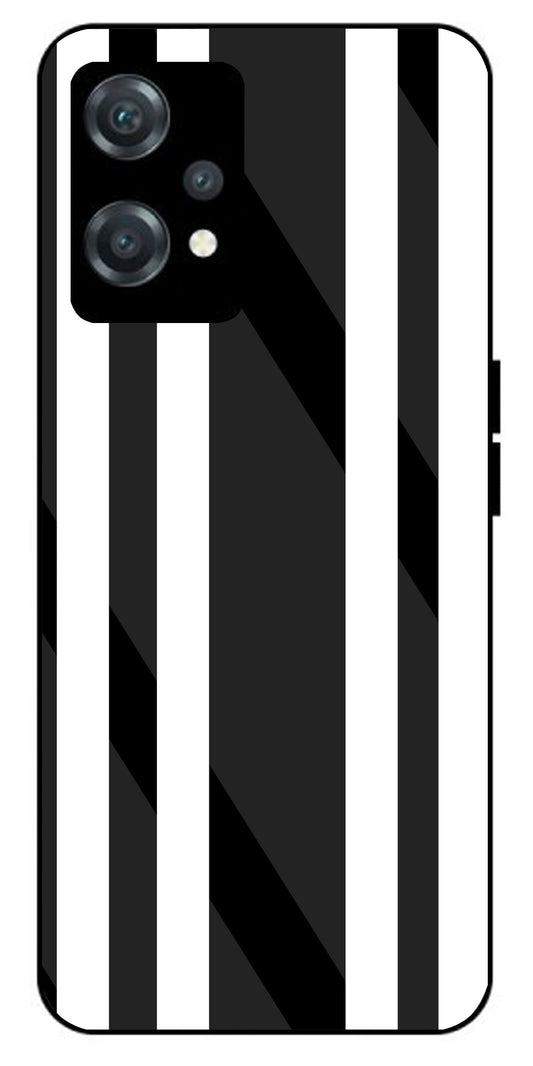 Black White Stripes Unbreakable Metal Back Case Mobile Cover with 4 Side Protection and Soft TPU Sides for oneplus nord ce 2 lite 5g