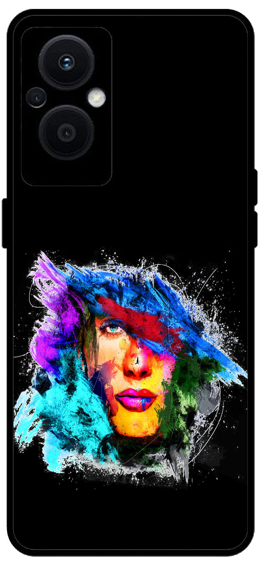 Girl Face Art Unbreakable Metal Back Case Mobile Cover with 4 Side Protection and Soft TPU Sides for OPPO F21 PRO 5G