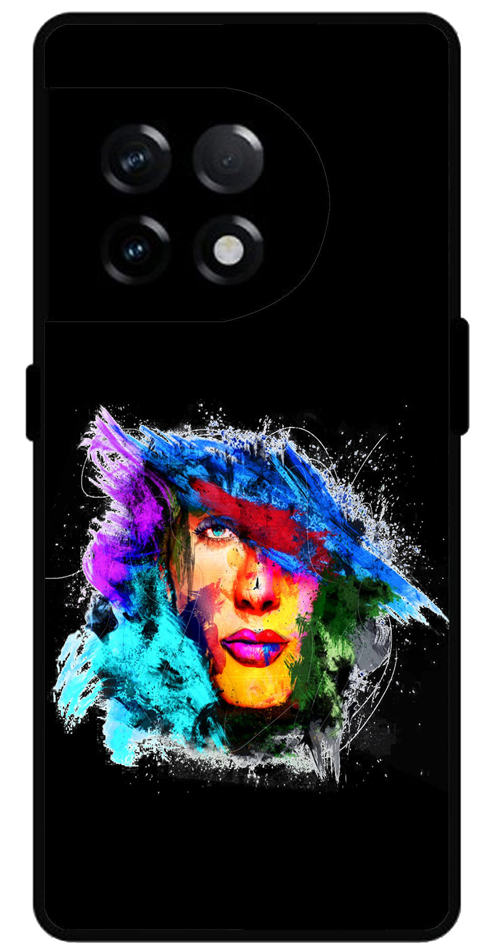 Girl Face Art Unbreakable Metal Back Case Mobile Cover with 4 Side Protection and Soft TPU Sides for OnePlus 11R