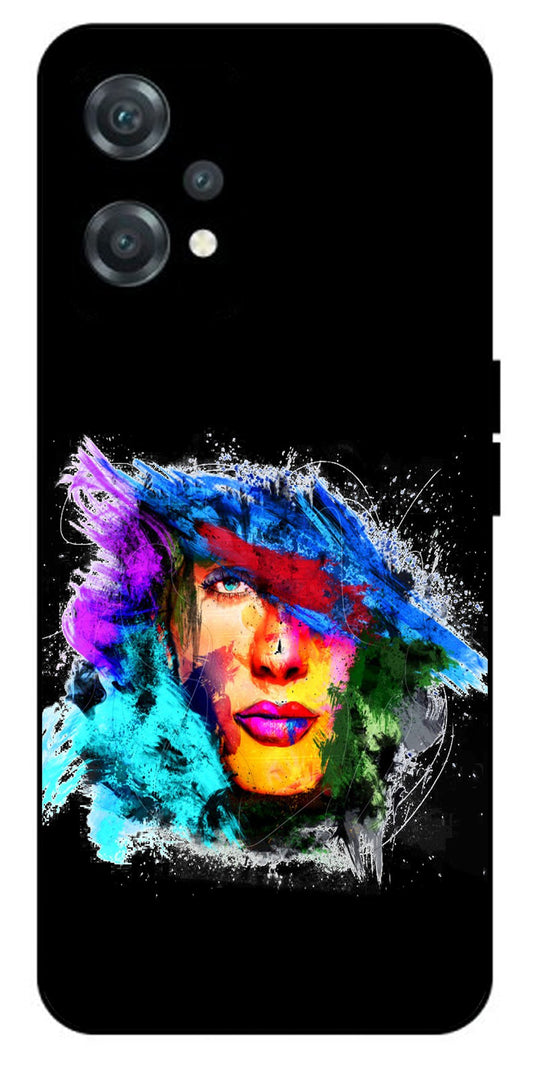 Girl Face Art Unbreakable Metal Back Case Mobile Cover with 4 Side Protection and Soft TPU Sides for oneplus nord ce 2 lite 5g