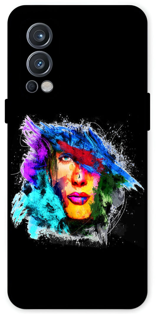 Alone Girl Unbreakable Metal Back Case Mobile Cover with 4 Side Protection and Soft TPU Sides for OnePlus Nord 2