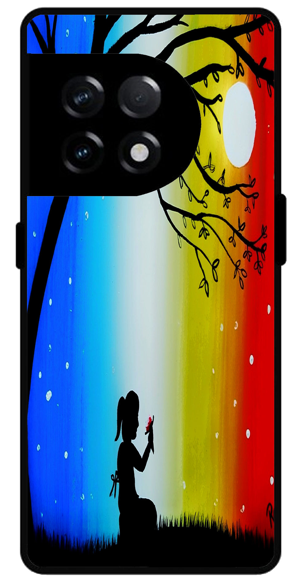 Alone Girl Unbreakable Metal Back Case Mobile Cover with 4 Side Protection and Soft TPU Sides for OnePlus 11R