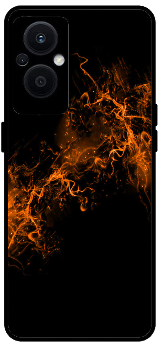 Fire Orange Unbreakable Metal Back Case Mobile Cover with 4 Side Protection and Soft TPU Sides for OPPO F21 PRO 5G