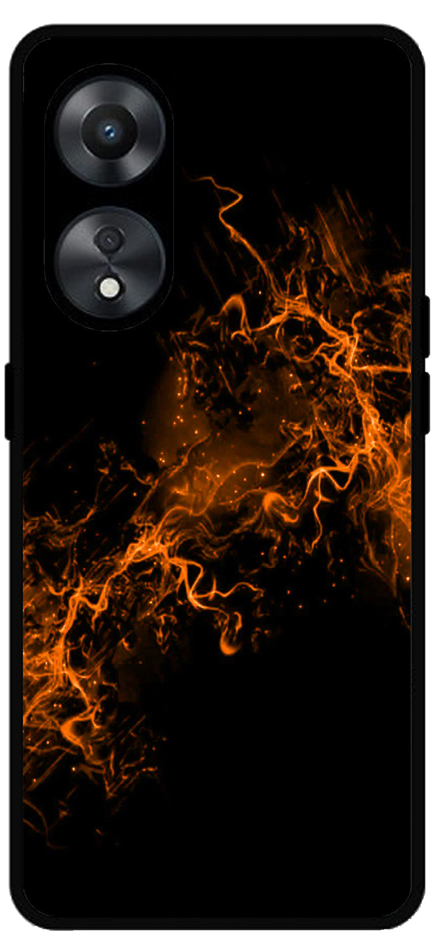 Fire Orange Unbreakable Metal Back Case Mobile Cover with 4 Side Protection and Soft TPU Sides for Oppo a78 5g