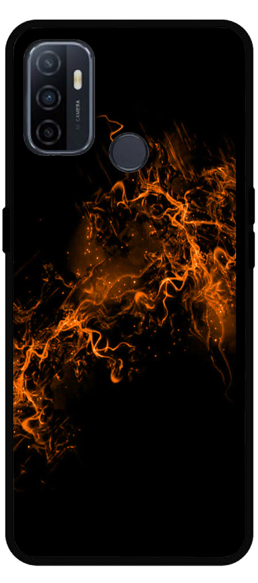 Fire Orange Unbreakable Metal Back Case Mobile Cover with 4 Side Protection and Soft TPU Sides for Oppo A53