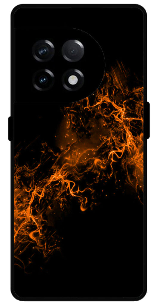 Fire Orange Unbreakable Metal Back Case Mobile Cover with 4 Side Protection and Soft TPU Sides for OnePlus 11R