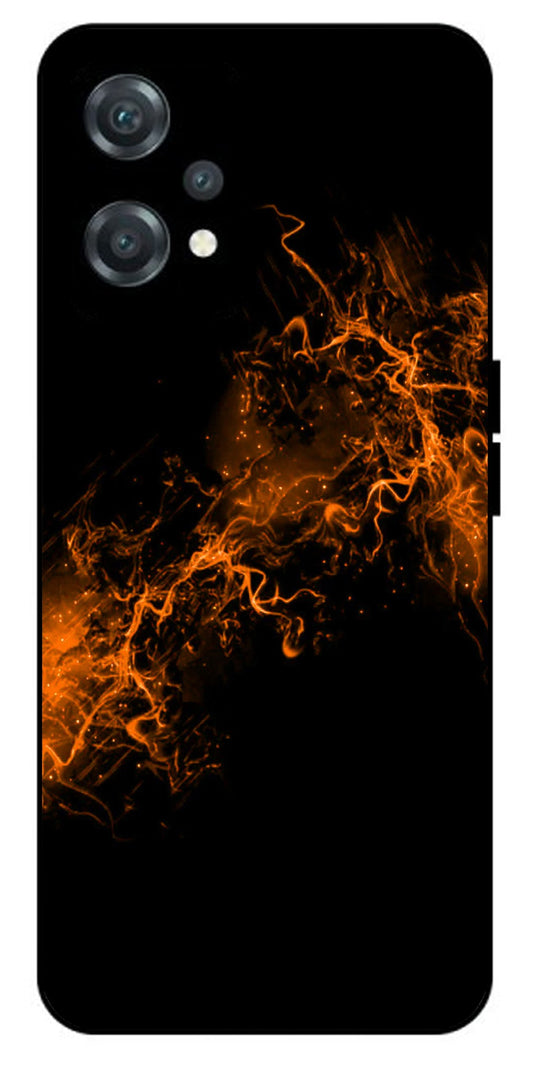 Fire Orange Unbreakable Metal Back Case Mobile Cover with 4 Side Protection and Soft TPU Sides for oneplus nord ce 2 lite 5g