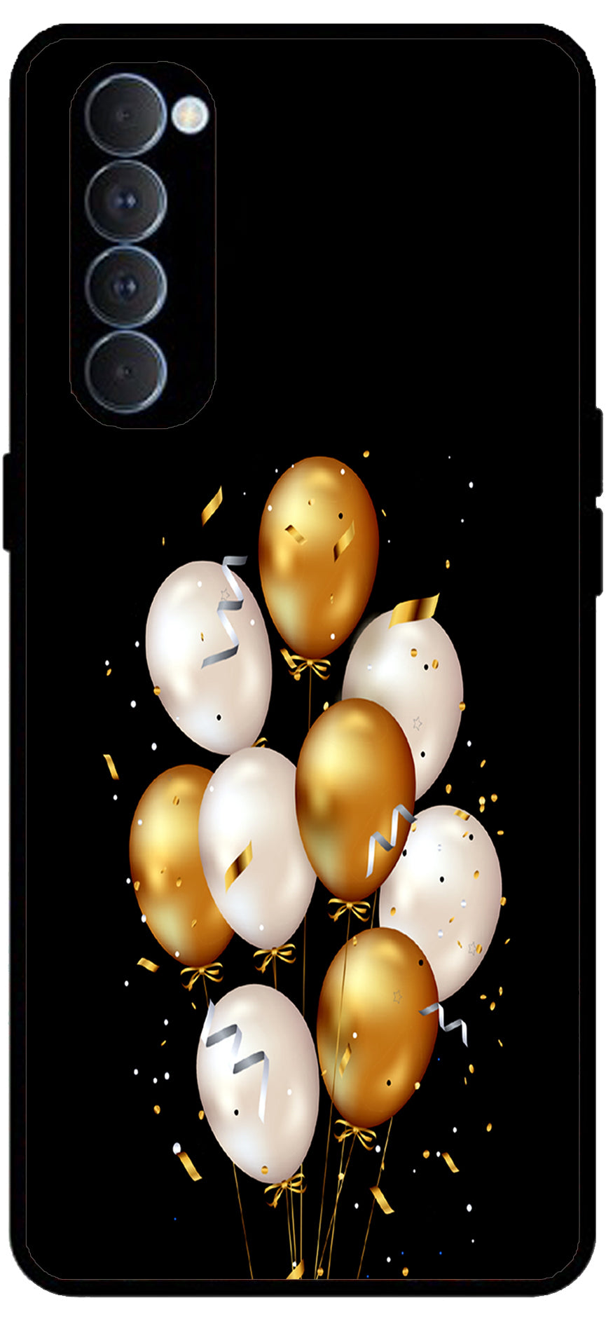 Ballons Multicolour Unbreakable Metal Back Case Mobile Cover with 4 Side Protection and Soft TPU Sides for Oppo Reno pro