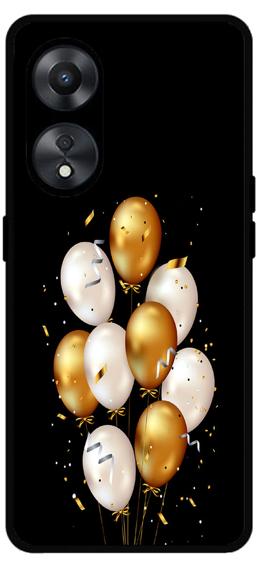 Ballons Multicolour Unbreakable Metal Back Case Mobile Cover with 4 Side Protection and Soft TPU Sides for Oppo a78 5g