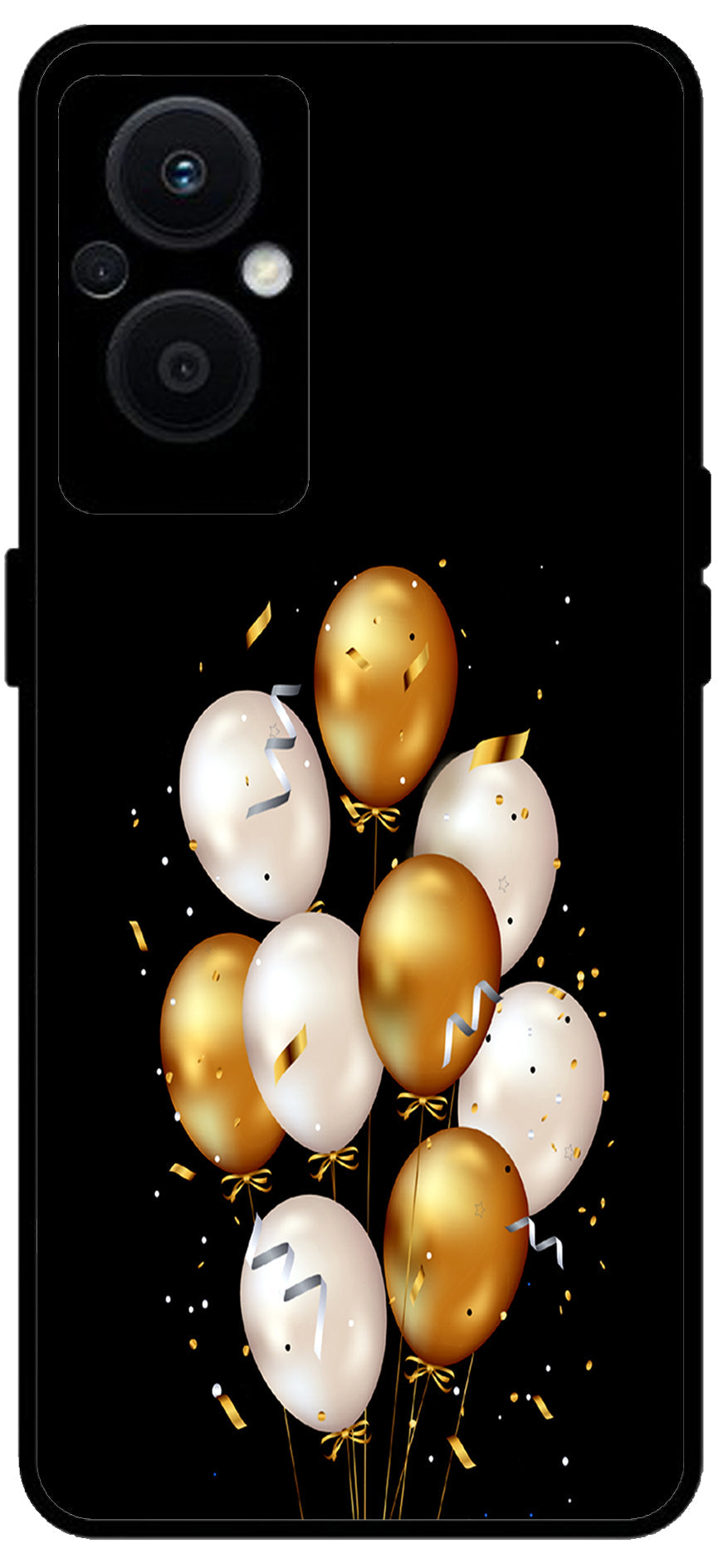 Ballons Multicolour Unbreakable Metal Back Case Mobile Cover with 4 Side Protection and Soft TPU Sides for OPPO F21 PRO 5G