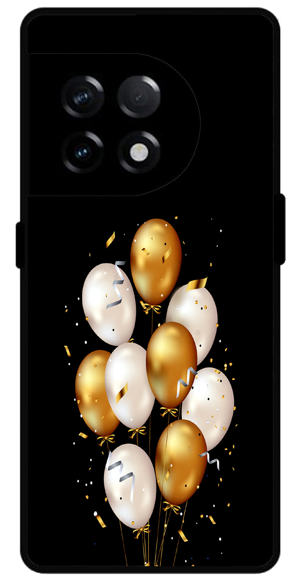 Ballons Multicolour Unbreakable Metal Back Case Mobile Cover with 4 Side Protection and Soft TPU Sides for OnePlus 11R