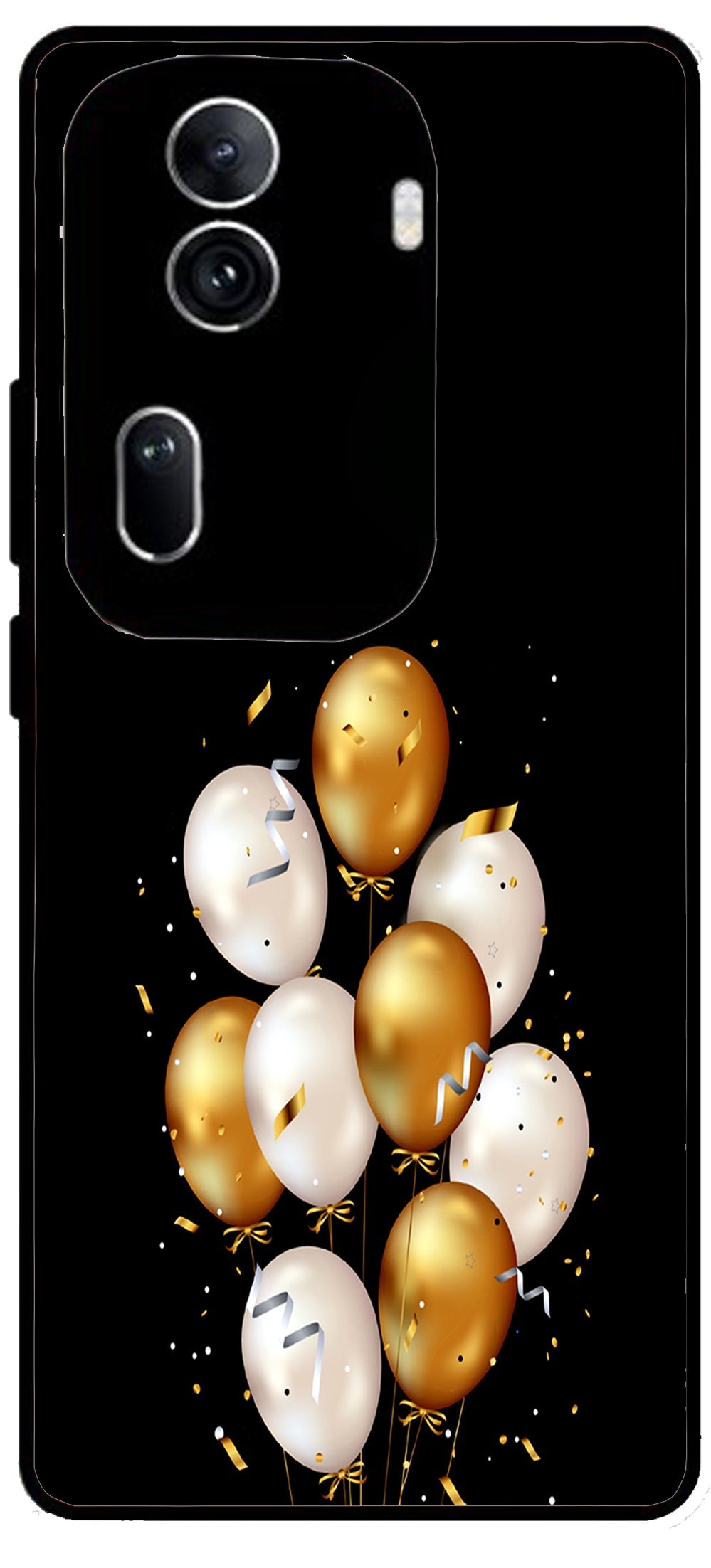 Ballons Multicolour Unbreakable Metal Back Case Mobile Cover with 4 Side Protection and Soft TPU Sides for Oppo Reno 11 pro