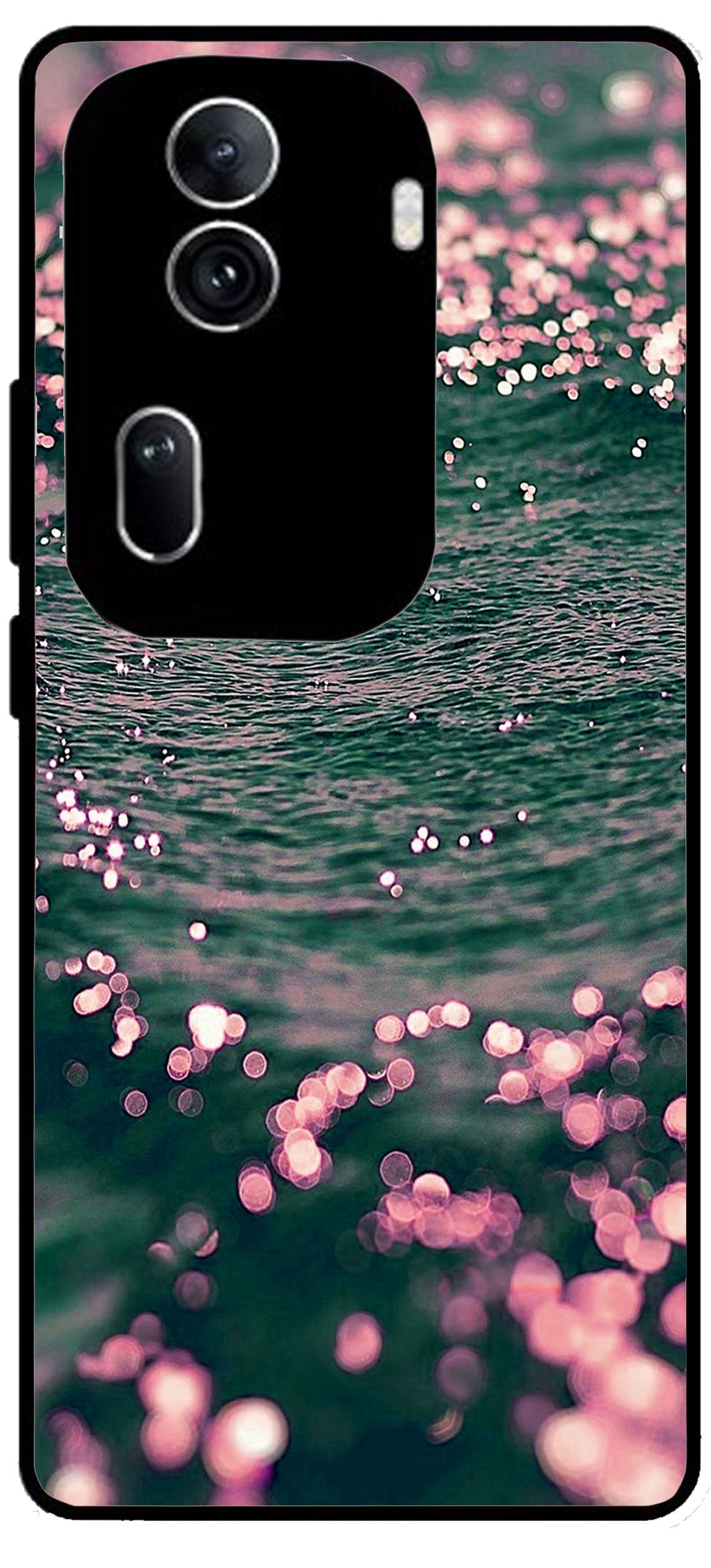 Water Printed Unbreakable Metal Back Case Mobile Cover with 4 Side Protection and Soft TPU Sides for Oppo Reno 11 pro