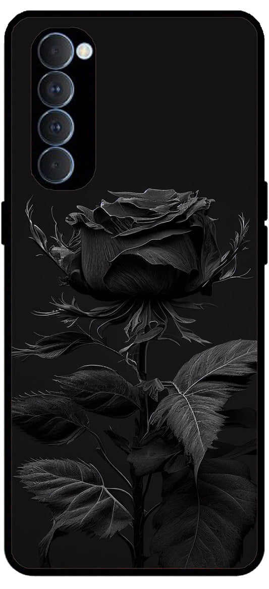 Vintage Flower Printed Unbreakable Metal Back Case Mobile Cover with 4 Side Protection and Soft TPU Sides for Oppo Reno pro