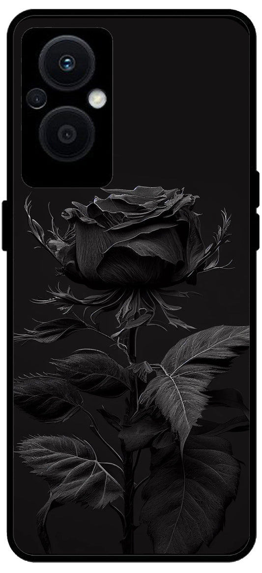 Vintage Flower Printed Unbreakable Metal Back Case Mobile Cover with 4 Side Protection and Soft TPU Sides for OPPO F21 PRO 5G