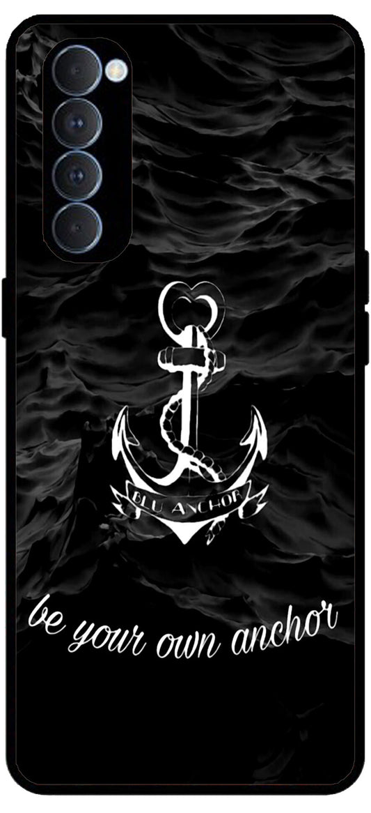 Be Your Own Anchor Unbreakable Metal Back Case Mobile Cover with 4 Side Protection and Soft TPU Sides for Oppo Reno pro