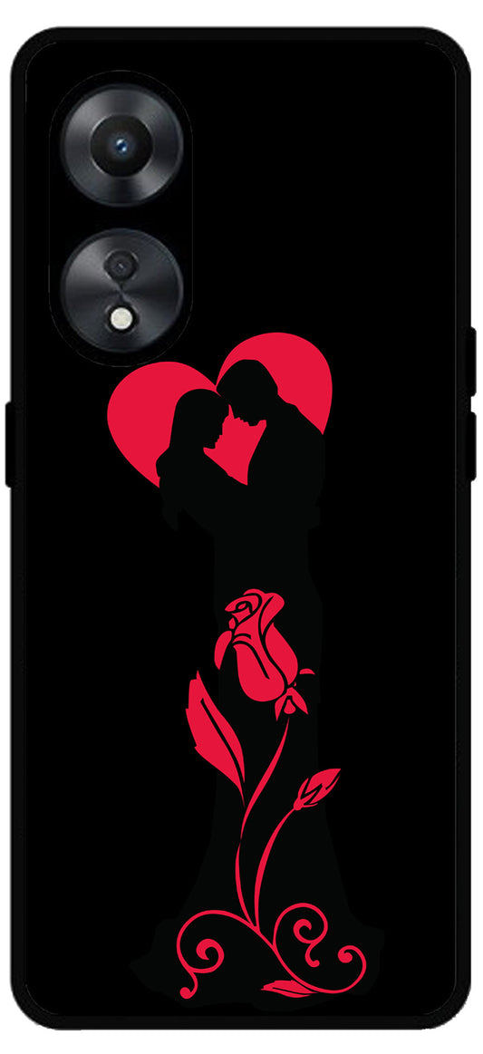 Couple Black Pink Printed Unbreakable Metal Back Case Mobile Cover with 4 Side Protection and Soft TPU Sides for Oppo a78 5g