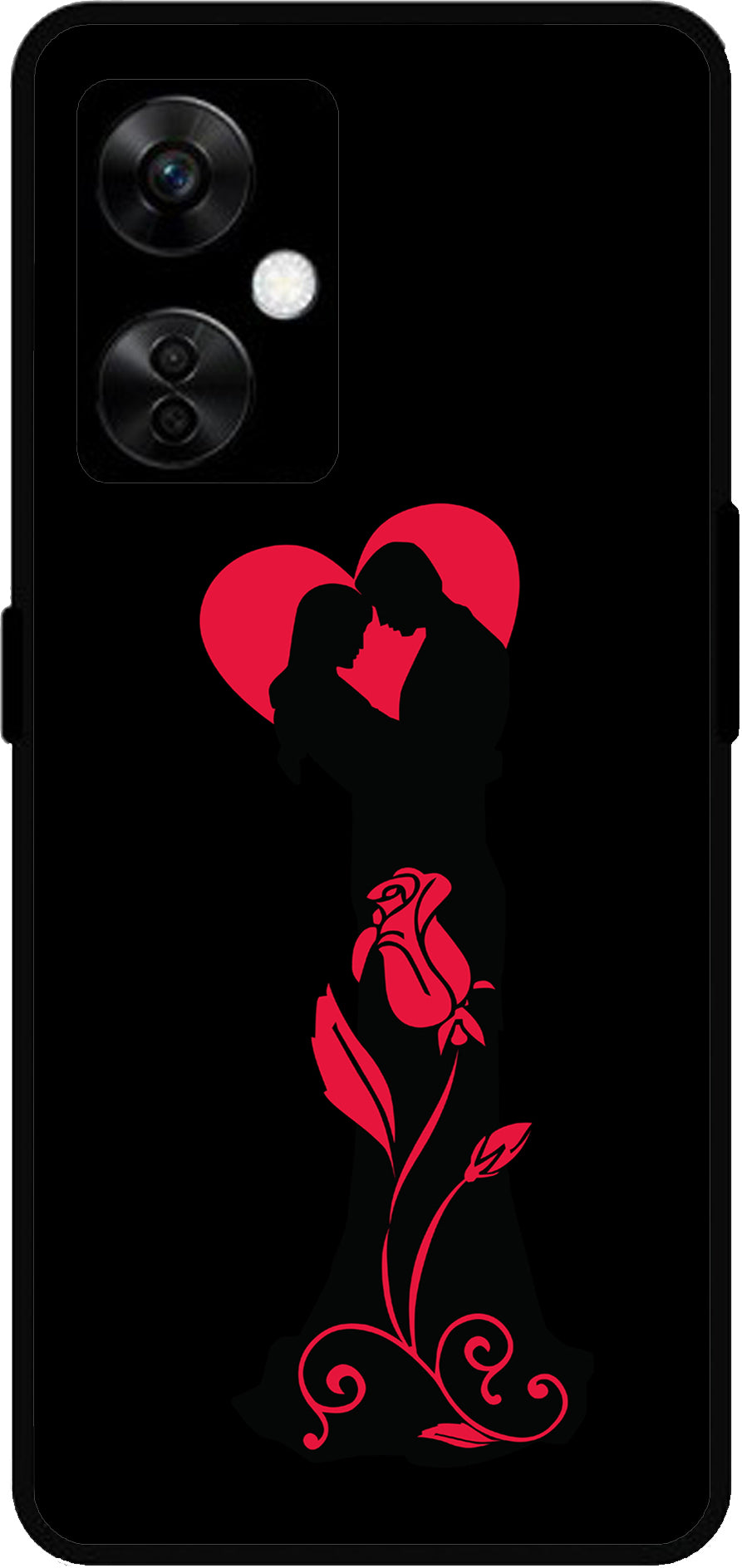 Couple Black Pink Printed Unbreakable Metal Back Case Mobile Cover with 4 Side Protection and Soft TPU Sides for OnePlus Nord CE3 Lite