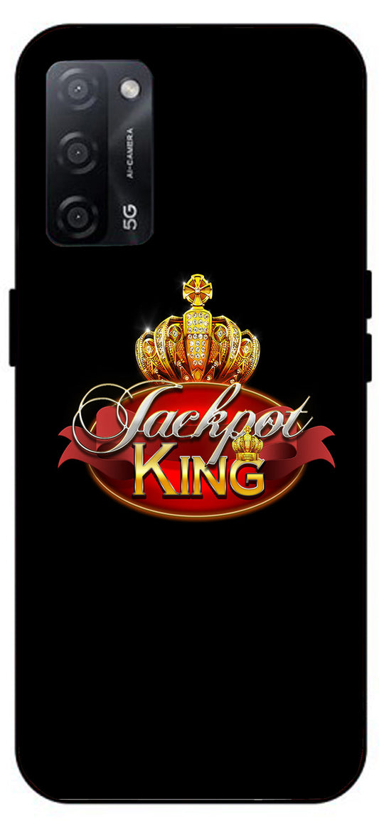 Jackpot King Unbreakable Metal Back Case Mobile Cover with 4 Side Protection and Soft TPU Sides for Oppo A53s 5G